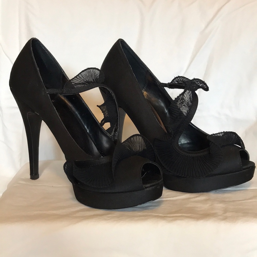 Bakers stiletto satin platform heels